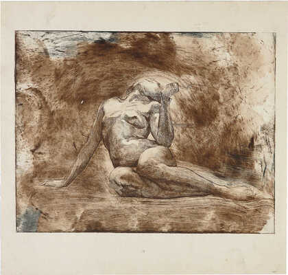 Быковская Евгения Константиновна, Костин Сергей Николаевич, Гущин Николай Михайлович, Аркадьевский Сергей Герасимович, Фроман Павел Петрович, Шумилович С.. Из собрания Лидина подборка из семи листов с изображениями обнаженных натурщиц